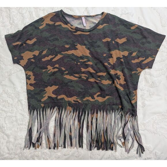 🍉 Watermelon Camo Fringe Hem Top – Size 3XL – Made in USA – Stretchy & Stylish - Picture 6 of 6